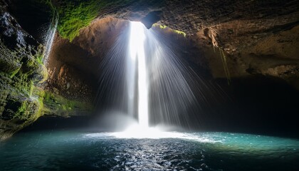 Light shining into a dark underground cave