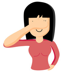 Woman covering his eyes with his hands.
Cartoon People Vector Illustration