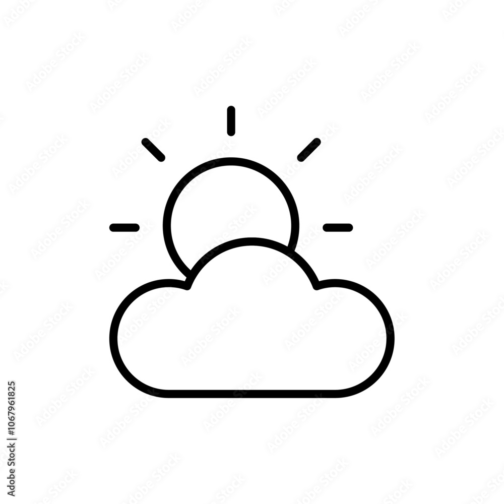 Poster Cloudy Day icon Outline vector for web ui