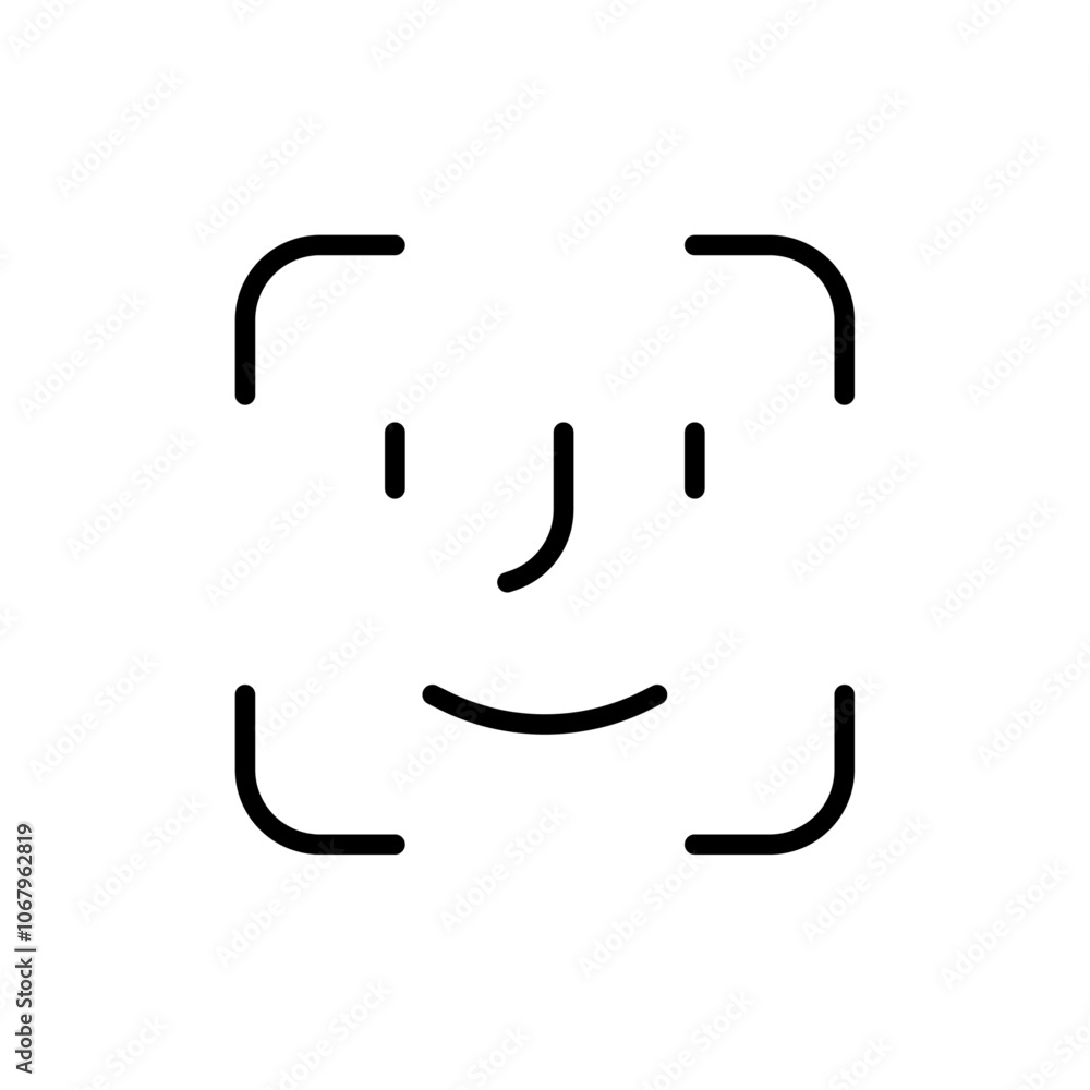 Poster face id icon outline vector for web ui