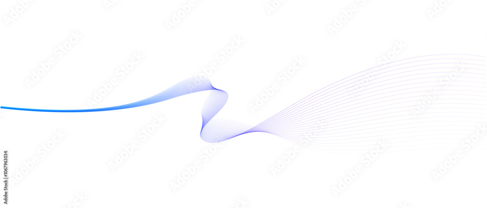 Poster Abstract vector wavy lines flowing smooth curve colorful gradient purple blue on transparent background in concept of technology, science, music, modern.