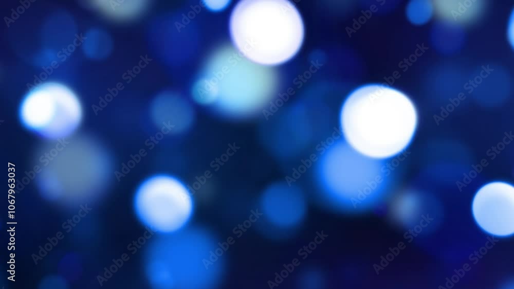 Poster glowing blue bokeh lights moving 4k animation seamless loop with glow. blur and round glowing and bl