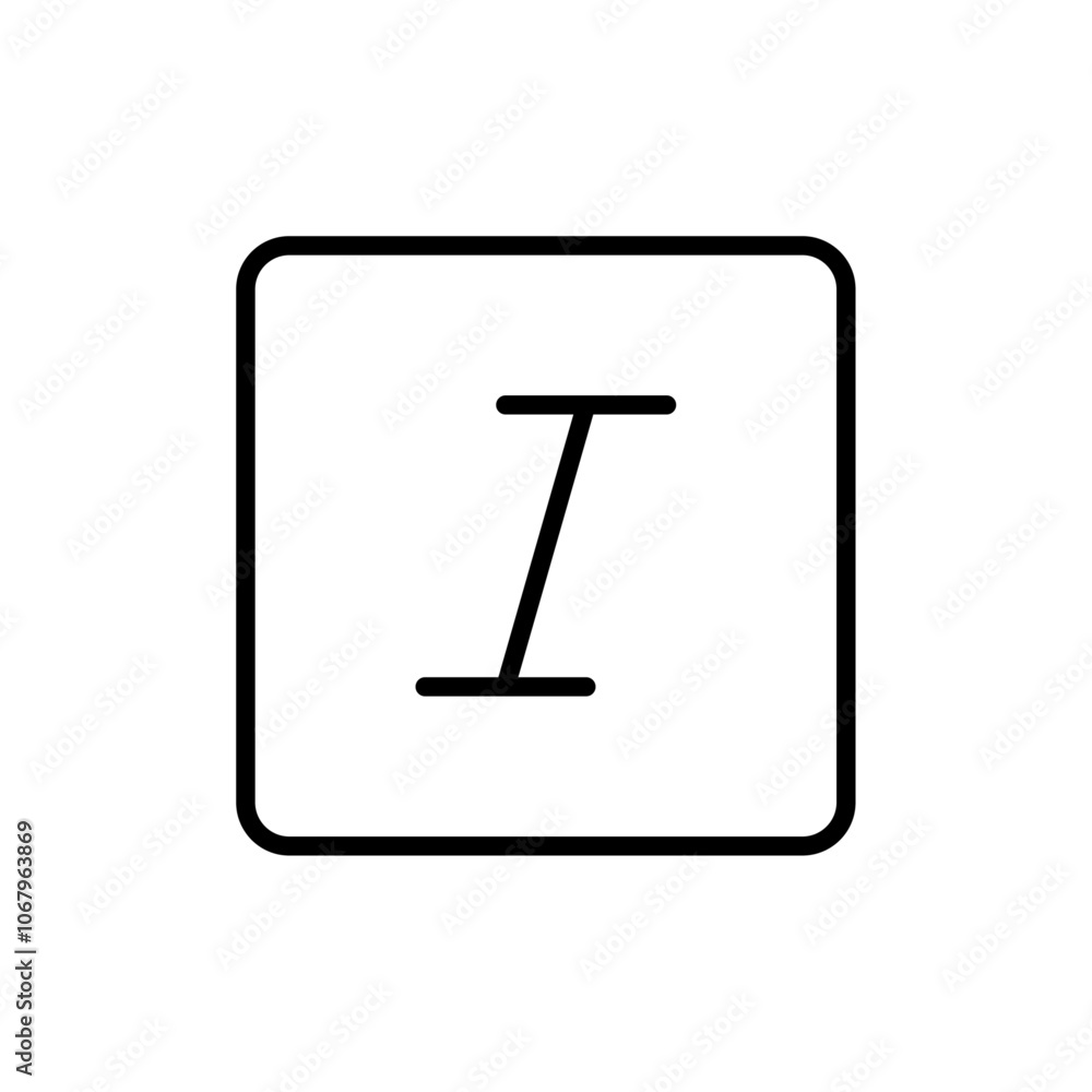 Poster italic button icon outline vector for web ui