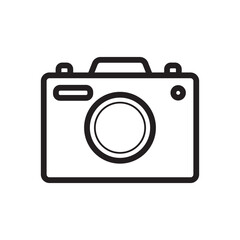 Camera line icon. Studio camera for photographer outline symbol. Vector isolated on white.