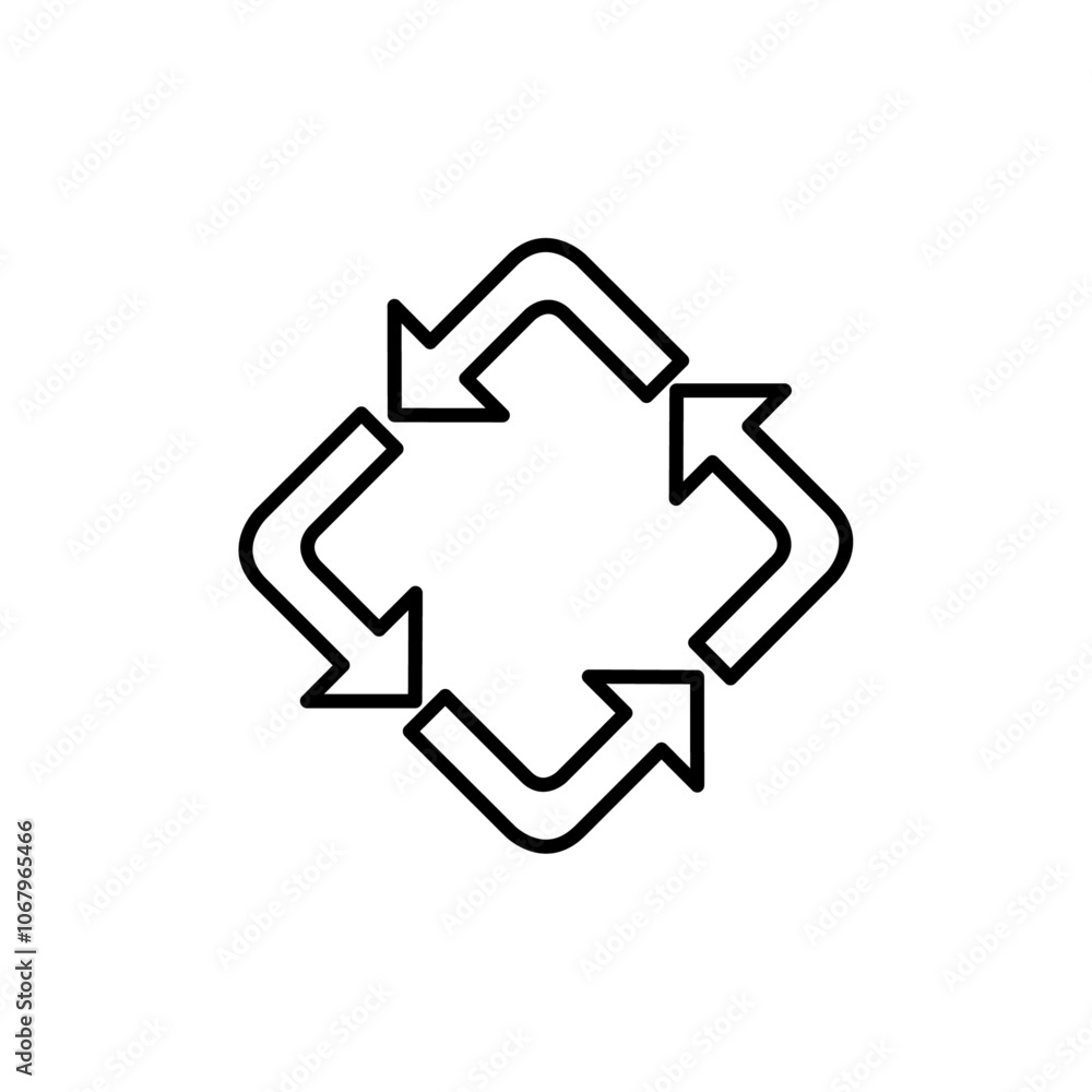 Poster Reuse icon Outline vector for web ui