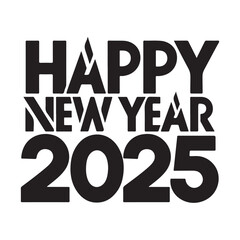  Silhouette Vector Style New Year 2025 T-Shirt Design for Holiday Celebrations