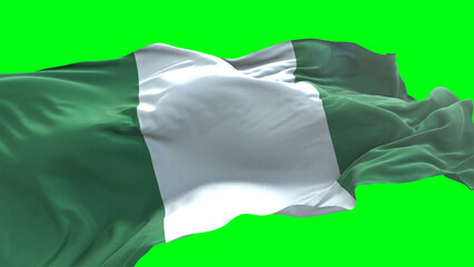 Obraz premium Nigeria flag - 3D realistic waving flag on green screen background for chroma key