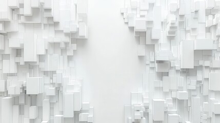 Background with simple geometric shapes of cubes with empty space, 3d render