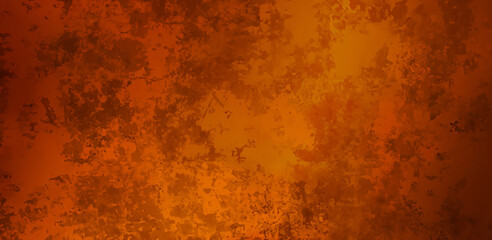 Obraz premium Warm orange grunge texture background with dark speckled pattern, ideal for vibrant and rustic design applications.
