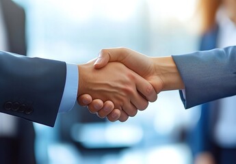 Trust, handshake and business people in office for deal, welcome or onboarding for b2b collaboration. Partnership, teamwork and shaking hands for agreement, consulting or introduction in meeting