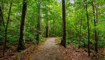 Fototapeta premium A bike trail leading through lush trees