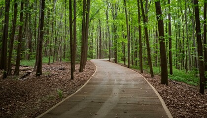 Fototapeta premium A bike trail leading through lush trees