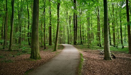 Fototapeta premium A bike trail leading through lush trees