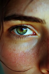 Ambiguous face expression, natural light, deep focus