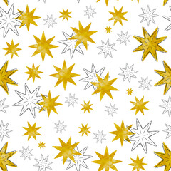 A Stunning Gold and Silver Star Pattern Set Against a Bright White Background Captivating Eyes