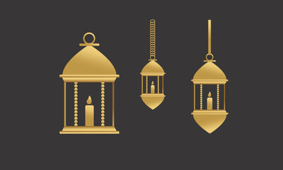 Set vector illustration of Arabic lantern ornament islamic