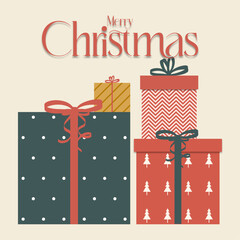 Merry Christmas Vector - Festive Holiday Design with Gift Box.Merry Xmas.