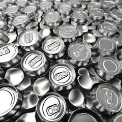 Round metal can with lid on white studio background.