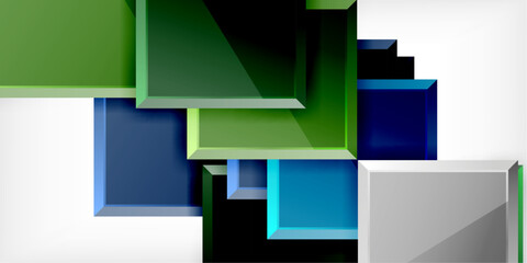 Glass toy style square shapes abstract design. Vector Illustration For Wallpaper, Banner, Background, Card, Book Illustration, landing page