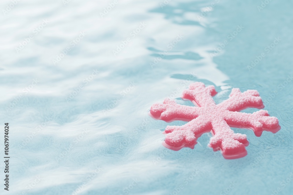 Poster minimalist winter pool scene red snowflake float image for christmas and new year celebrations