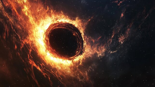 A scientific animation demonstrating the theoretical quantum phenomena occurring at the Planck scale around black holes