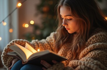 Obraz premium beautiful young woman reading a book