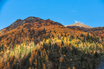 Landscape of Siguniang mountain or Four girls mountains with ,located in the Aba Tibetan and Qing Autonomous Prefecture in western Sichuan of China.