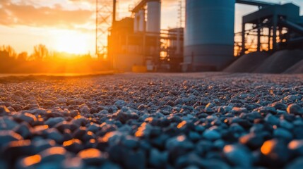 Fototapeta premium Sunset Over Industrial Landscape with Textures