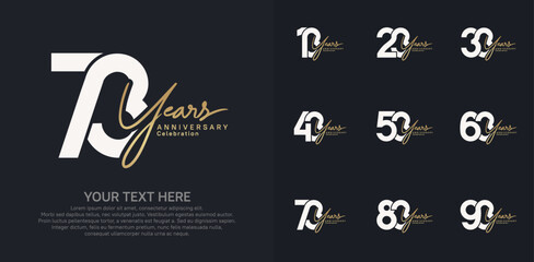 Anniversary logo set vector design, brown and white color for celebration event
