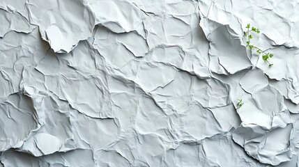 Fototapeta premium Wrinkled white recycled paper background, ideal for creating eco-friendly designs for posters or flyers.