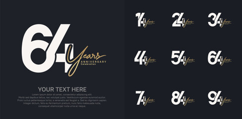 Anniversary logo set vector design, brown and white color for celebration event