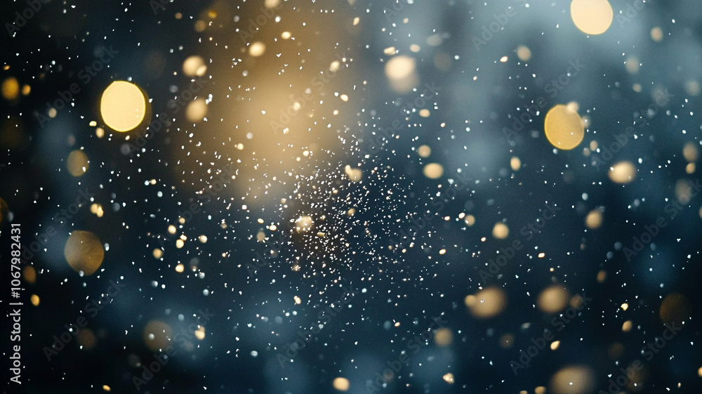 Aufkleber sparkling dust particles softly illuminated against a dark background during an evening event
