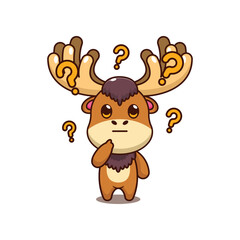 Moose is confused. mascot cartoon character vector illustration.