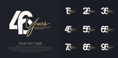 Anniversary logo set vector design, brown and white color for celebration event