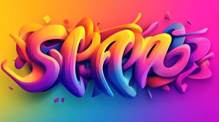 Colorful gradient abstract text effect on smooth background, high contras