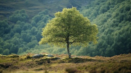 Obraz premium An endangered tree species growing in a protected nature reserve, its survival carefully monitored