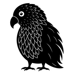 Kakapo black silhouette Vector illustration isolated on a transparent background