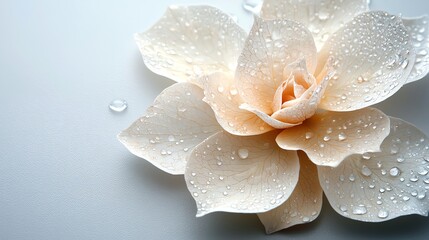 Fototapeta premium Dewcovered rose petal with fine detail, sharp contrast