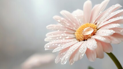 Macro view of dewdrop on daisy petal, sharp clarity, rich color