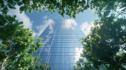 Modern Glass Building Surrounded by Lush Greenery