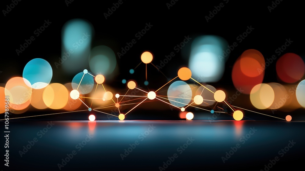 Poster an abstract representation of an organizational chart with interconnected nodes and lines, symbolizi