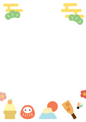 かわいいお正月素材のA3サイズ縦フレーム