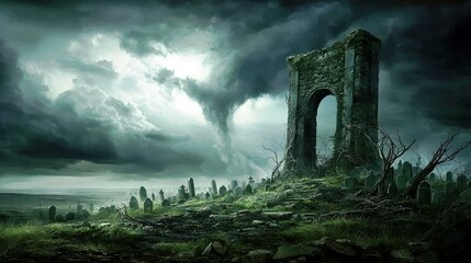 Sinister Wraiths Lurking Among Ruins and Gravestones