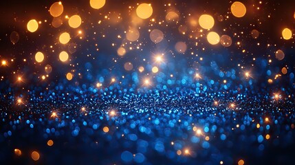 Glittering blue and gold lights create a festive atmosphere, perfect for holiday celebrations, party invitations, and special event backdrops.