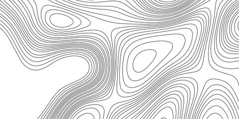 Fototapeta premium Geographic mountain relief wavy lines topographic contour map seamless pattern abstract texture background, cartography terrain pattern design luxury line wavy black and white mountain surface.