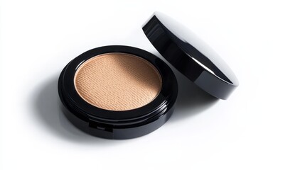 A compact cushion foundation with a soft applicator, isolated on a white background