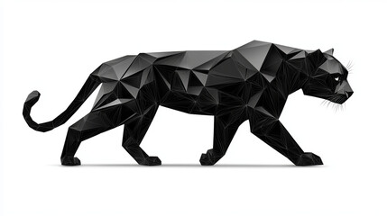 Obraz premium black panther in low-poly style: a geometric digital art exploration