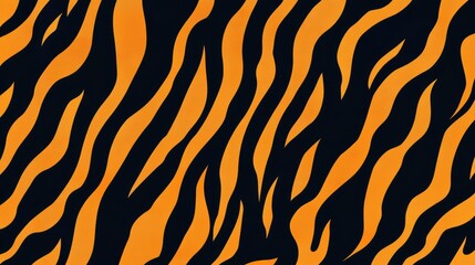 Vibrant tiger fur pattern, bold orange and black stripes, intricate texture, wild essence, nature's artistry, captivating design