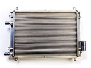 Fototapeta premium High-Resolution Drone Photography of a Car Condenser Spare Part Isolated on Clean White Background for Automotive Parts and Accessories Cataloging and Online Retail Use