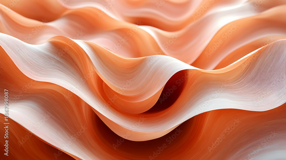 Aufkleber abstract 3d background with wavy lines and peach color